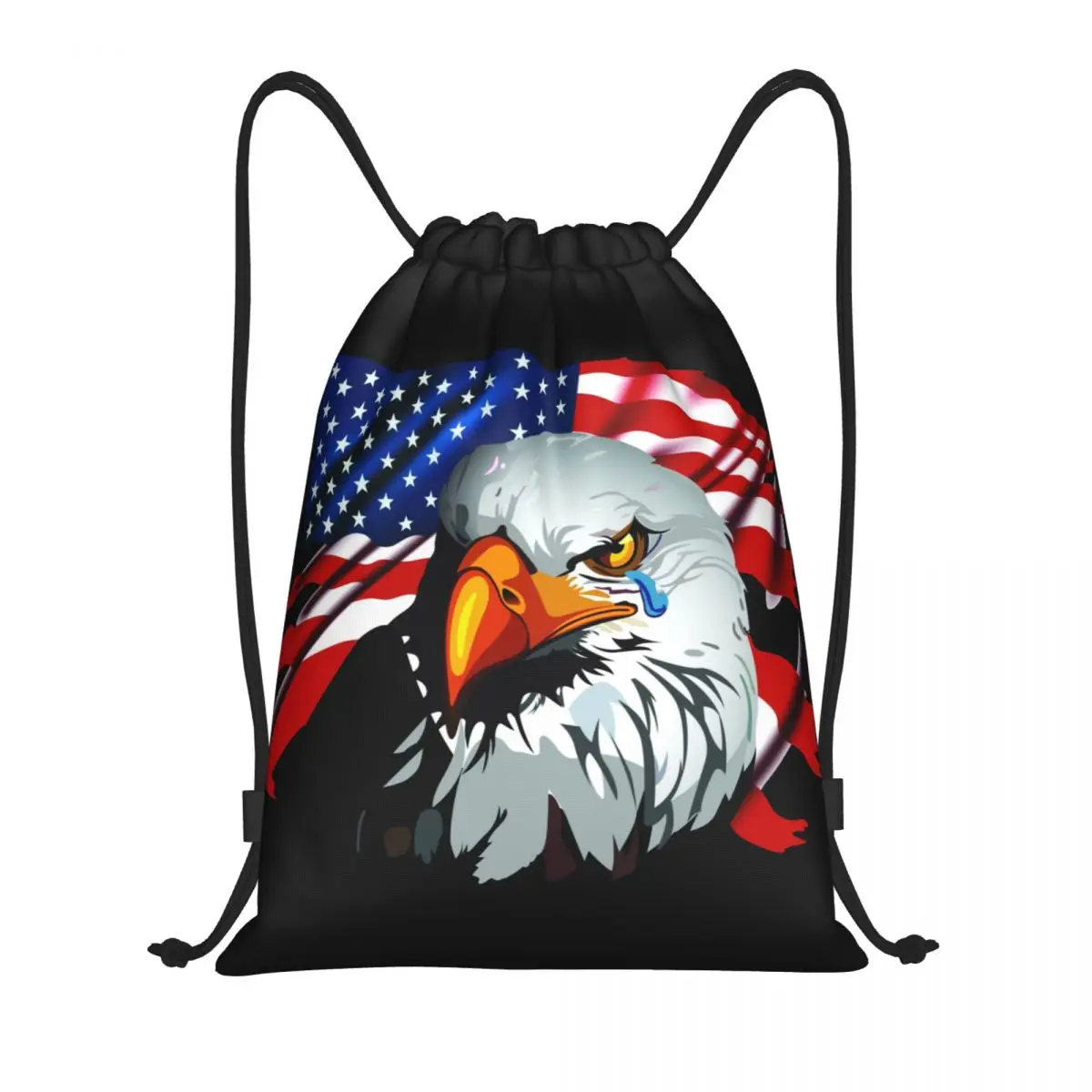 

Сумка на шнурке с американским флагом США, с лысовым орлом, женские и мужские портативные рюкзаки для спортзала и тренировок, рюкзаки для хранения