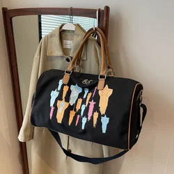 High Quality Printed Zipper Canvas Travel Bag 2024 Hot Sale Large Capacity Independent Compartment Travel Luggage Bag 여자 가방