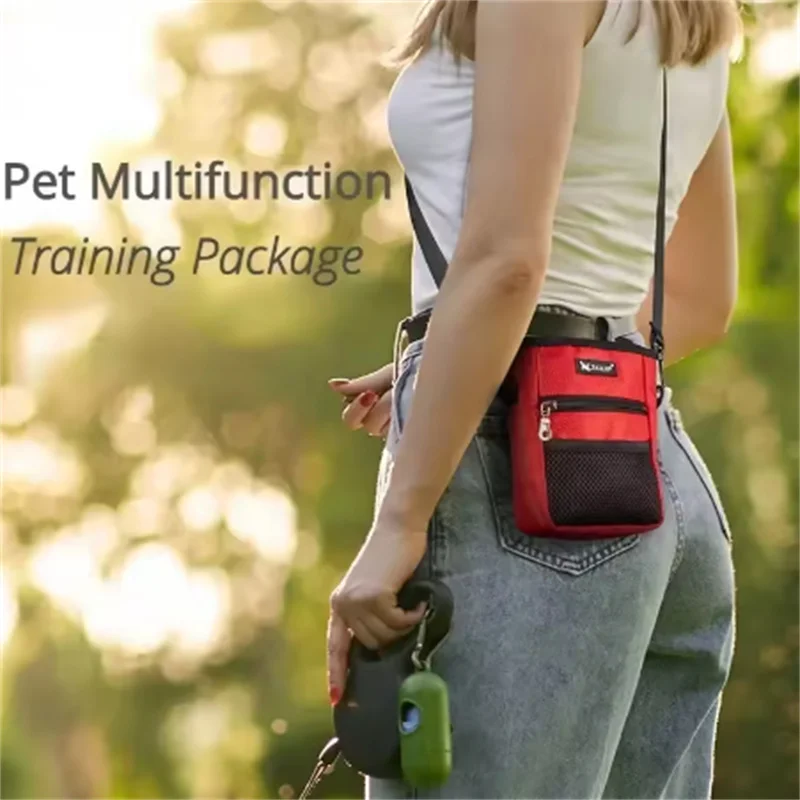 Portable dog walking bag Training Snack Waist Bag Large Capacity Treat Pouch Drawstring Carries Outdoor Garbage Waste Bag Dispenser