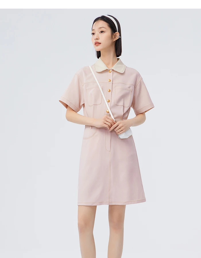 Dress Women's Lace Doll Collar Summer New Texture Topstitch Dress