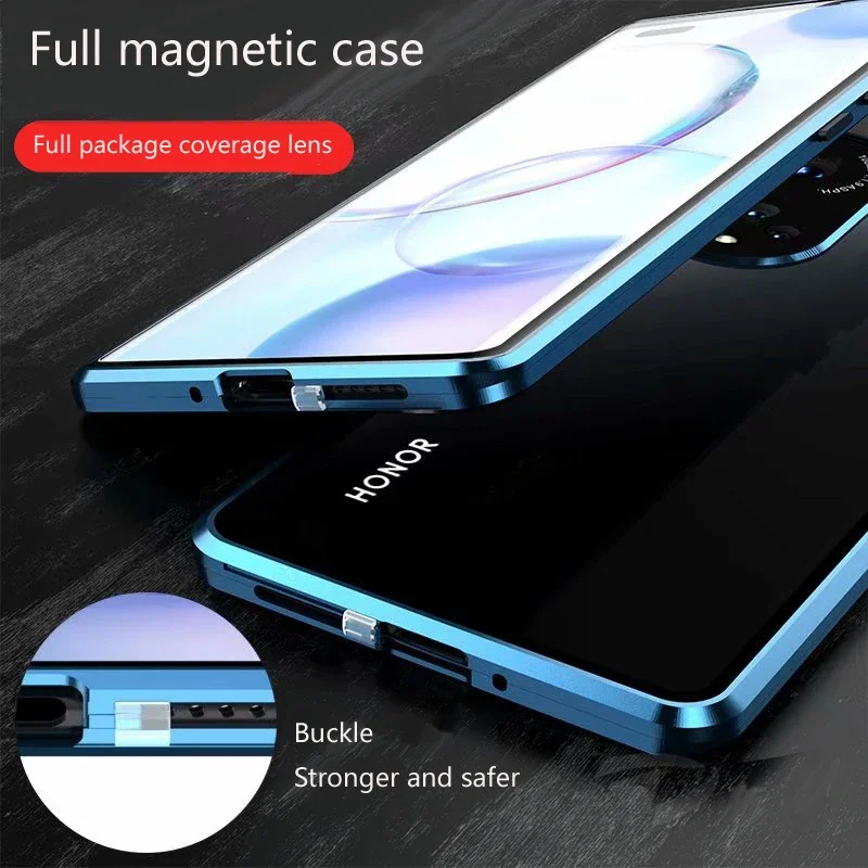 Premium Metal Magnetic Double-Sided Glass Snap Lock Phone Case - 360 Full Protection Cover