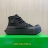 Black/white/green Mixed Color Jumbo Sneakers Women/men Vulcanize Shoes 4.5Cm Platform Round Toe Lace-Up High Top Canvas Sneakers 1