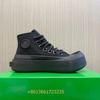 Black/white/green Mixed Color Jumbo Sneakers Women/men Vulcanize Shoes 4.5Cm Platform Round Toe Lace-Up High Top Canvas Sneakers 1