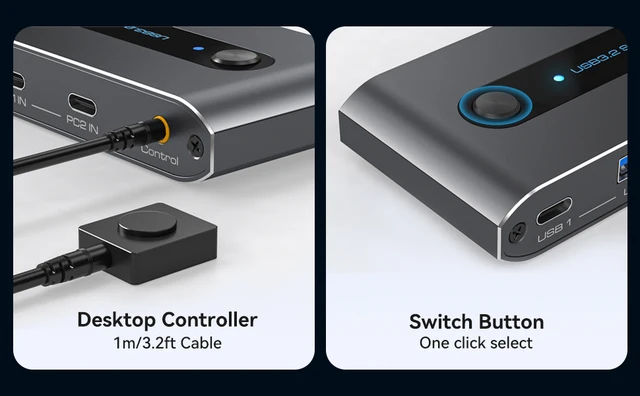 HD USB スイッチャー、2 in 1 出力 USB C スイッチャー 1 ボタン HD USB スイッチャー、2 in 1 出力 USB C スイッチャー 1 ボタン