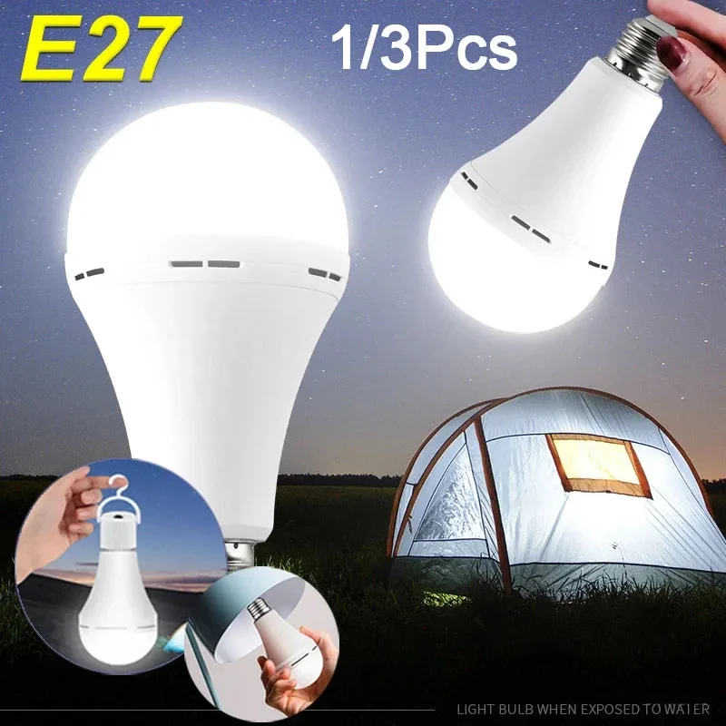 LED Emergency Light 1/3 Pcs Rechargeable Outdoor Waterproof Portable Hanging Night Light Adjustable Camping Fishing Garden