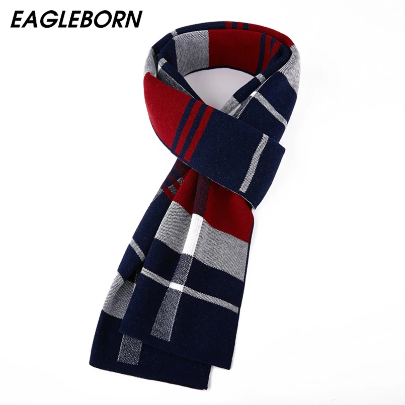 2023 New Men Scarf Men Winter Plaid Wool Cashmere Knit Scarf Men's