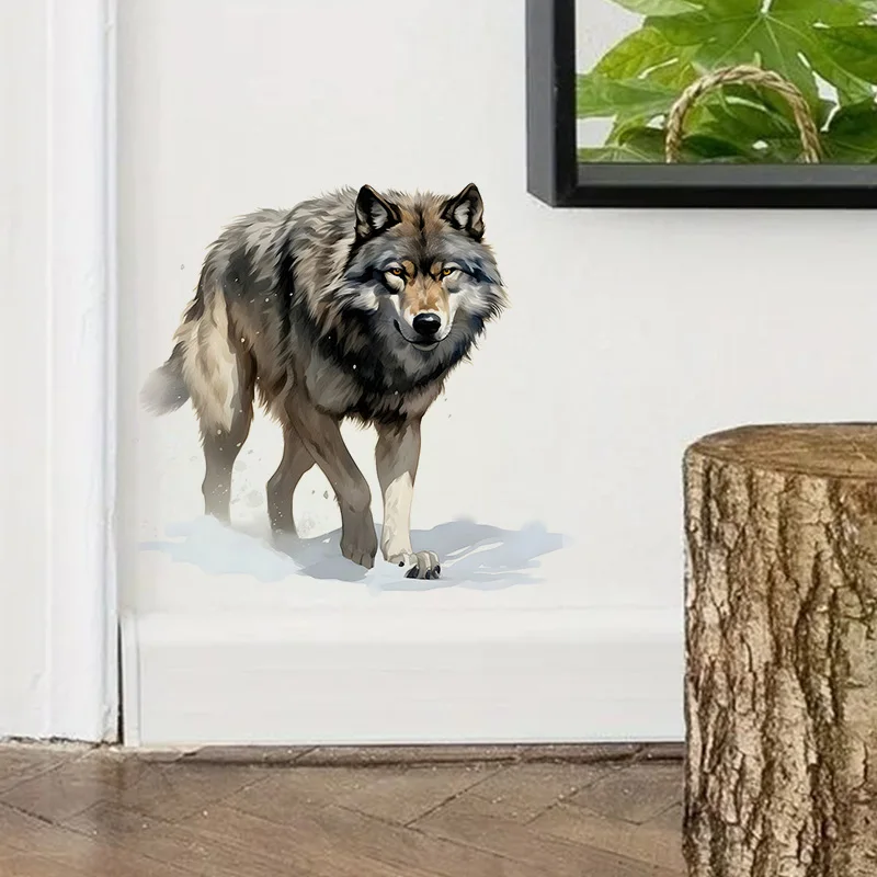 Snowy Wolf Wall Sticker Water-proof & UV-resistant Decal for Wall Bathroom Cabinet Door Toilet Lid Car Laptop wall stickers,toilet stickers