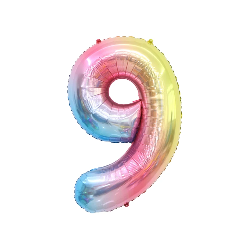 32 Zoll Regenbogen Nummer 1-9 Farbverlauf Nummer Einhorn Thema Babyparty Mädchen Geburtstag Party Dekoration Luftballons Zubehör – Detail 10