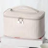 Makeup Bags for Women Travel Toiletry Cute Cases Bag Portable Solid Color Makeup Organizer Box Cosmetic Bag Neceser PU Leather 6