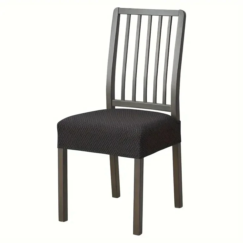 Stretch Jacquard Dining Chair Seat Cover - Solid Color, Removable & Anti-Dust