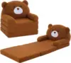 Kids Couch Fold Out to Lounger, Foldable Baby Sofa Plush for Girl and Boy Age 18 Months and Up （ Brown Bear） 2
