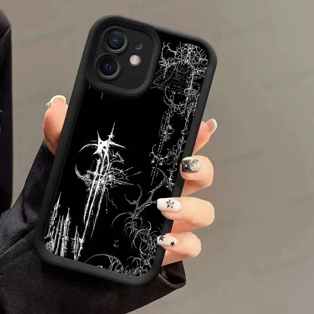 Soft Retro Gothic Cyber Sigil Cross Back Cover Phone Case