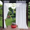 Simple Waterproof White Patio Drapes Multipurpose Patio Curtain Polyester Solid Pergola Curtain for Outdoor 5
