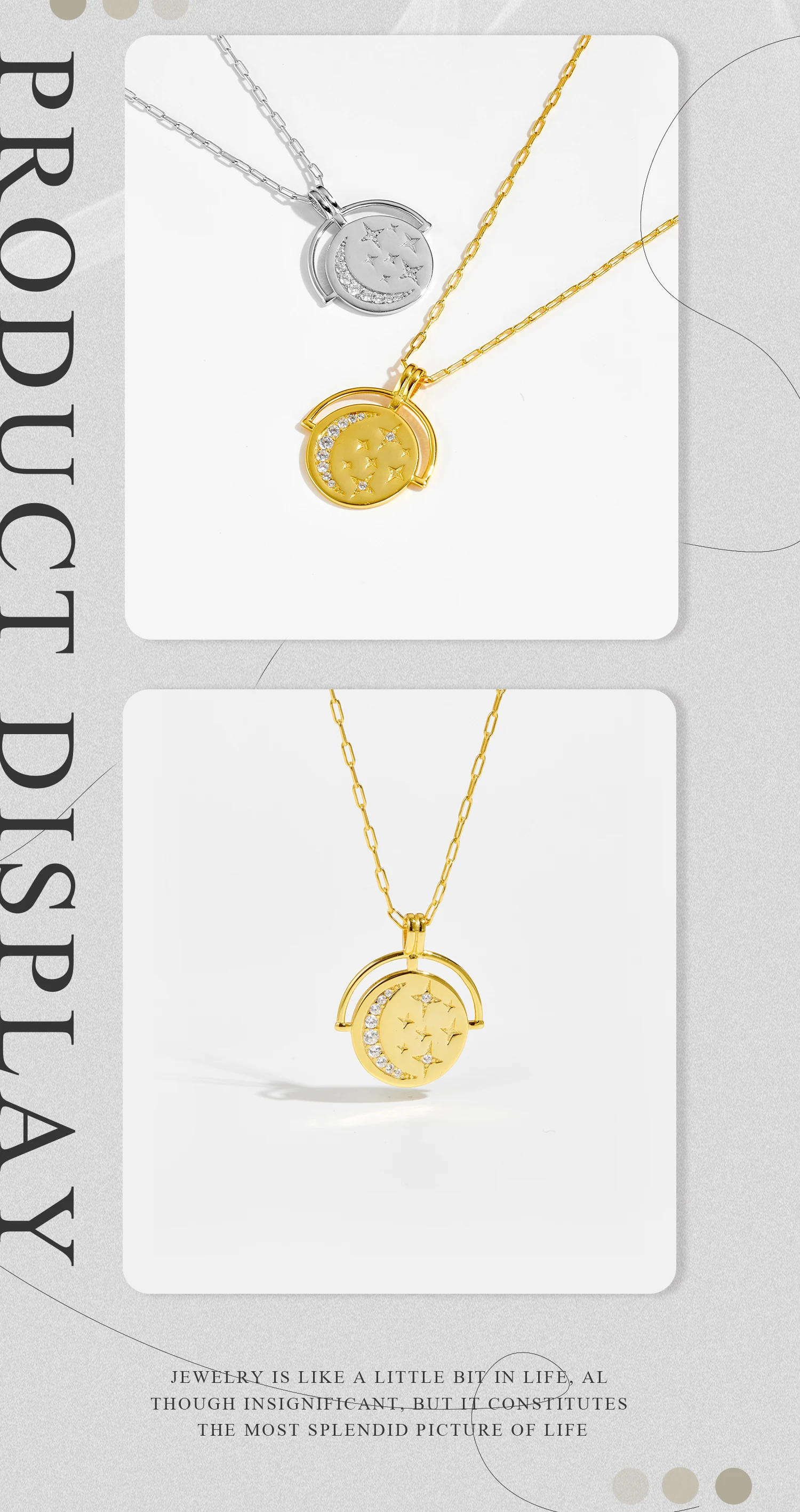 Silver Coins Horoscope Necklace with Star Zircon Pendant