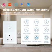 BSEED Zigbee 1/2/3Gang Touch Switches 1/2/3Way Tuya Smart Life App Control With UK Sockets Glass Panel Neutral Version White - Image 3
