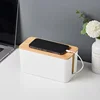 Creative Simple Wire Box Bamboo Wood Cover Cable Management Box Plug Board Storage Box Power Cord Charger Storage 3