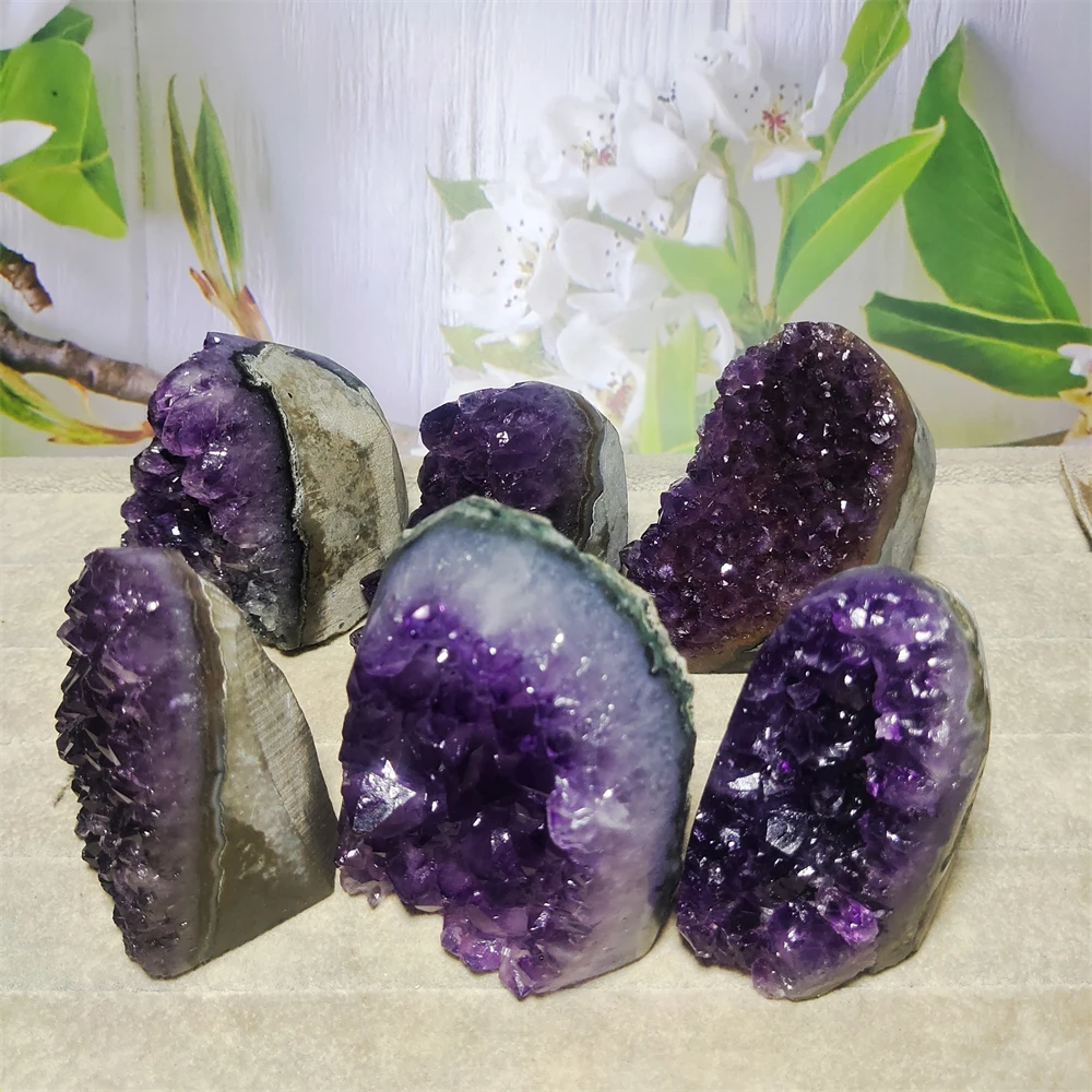 

Natural Agate Amethyst Cluster Geode Crystal Quartz Gemstones Fengshui Healing Mineral Reiki Degaussing Stone Home Decor