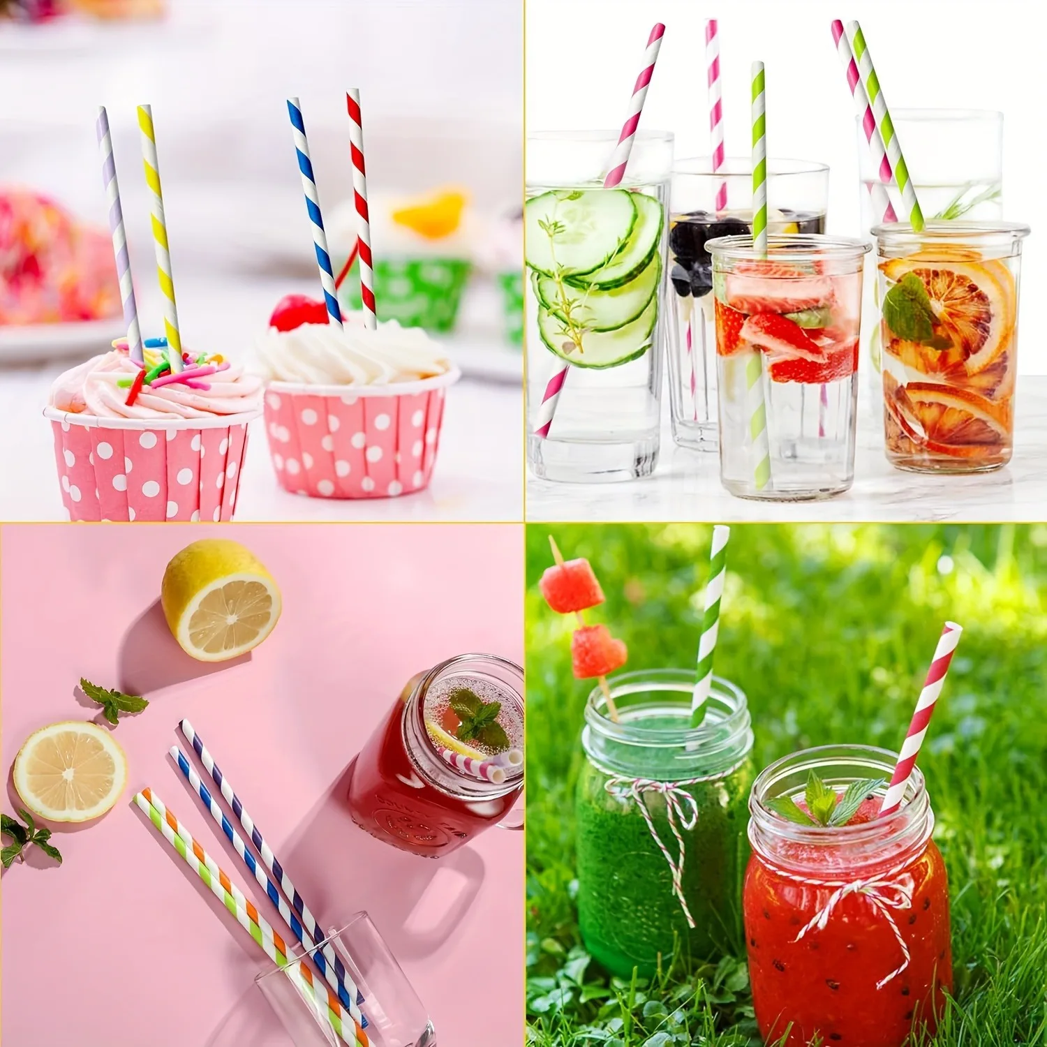 Rainbow Striped Paper Straws for Drinking disposable reusable straws Coffee Shop Bar Restaurant supplies 6mm*197mm 100pcs Bulk