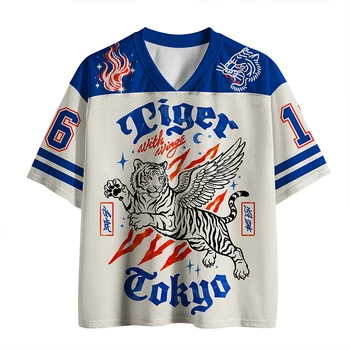 2026 New Sports Short Sleeved Shirt, V-neck Short Sleeved T-shirt, Sports Fashion 3D Printed Quick Drying Fun Mesh Jersey 1