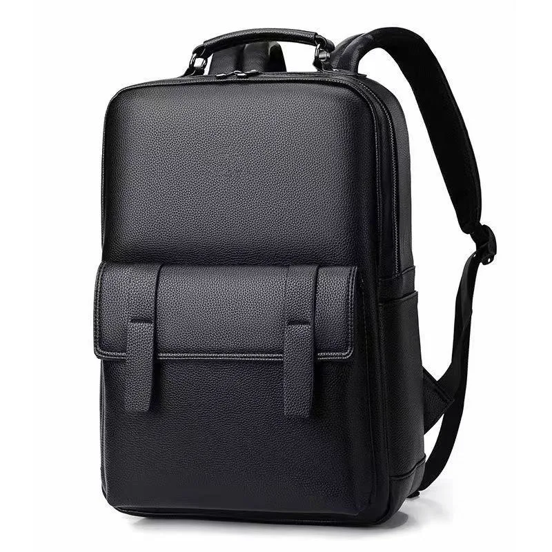 Men's retro PU backpack, fashionable college student casual laptop bag, school backpack, lightweight and comfortable
