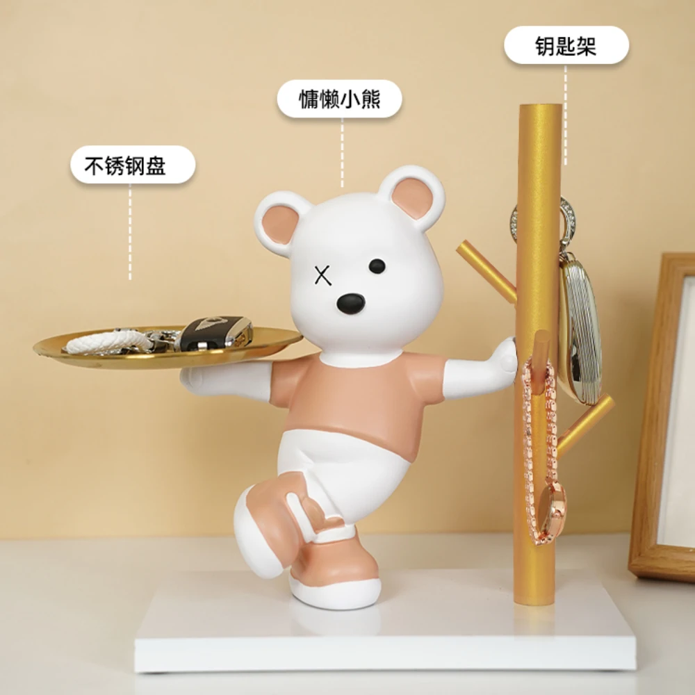 

Violent Bear Entry Door Key Storage Ornament Cute Living Room Decoration Gift Resin Modern Simple Decor Decoracion Home Garden