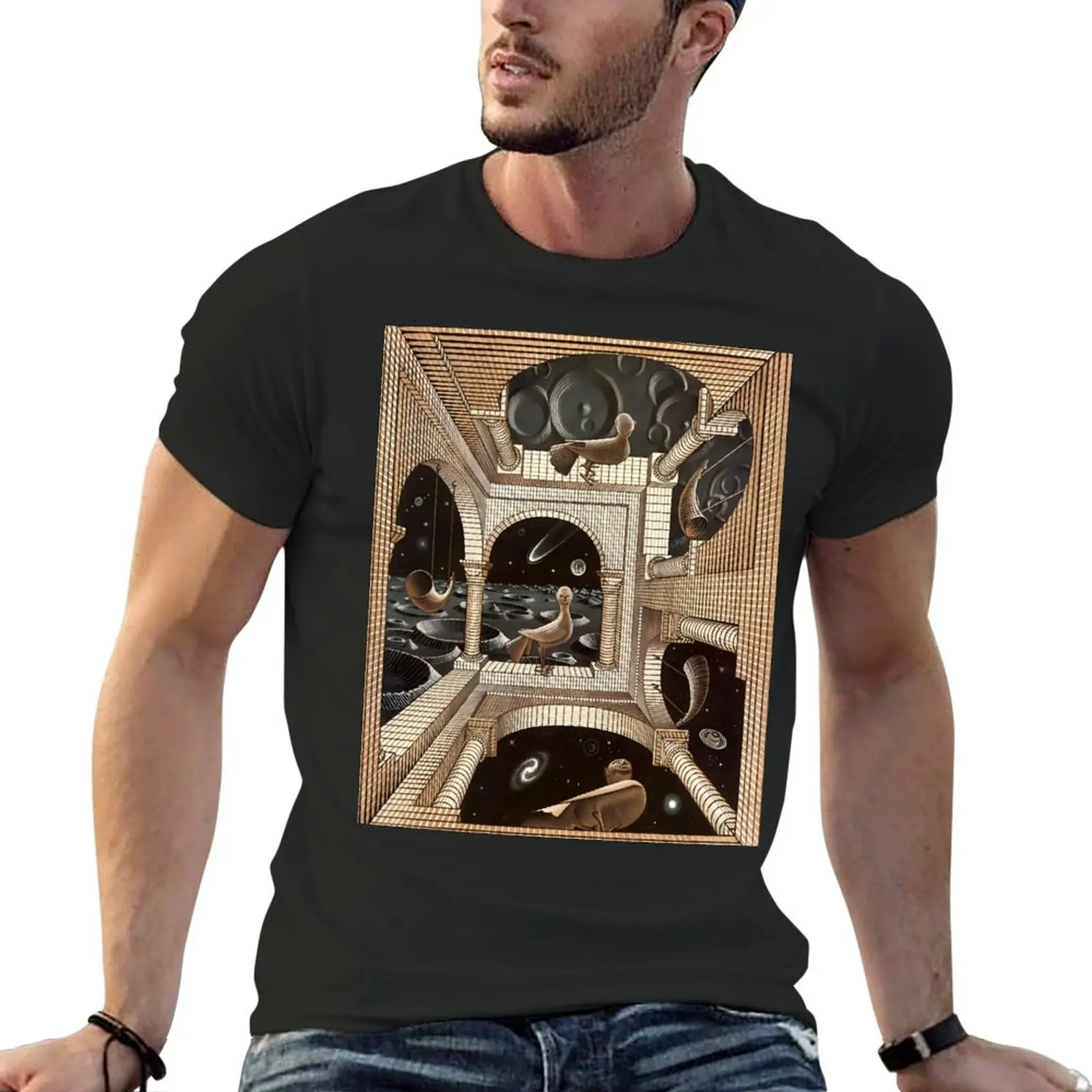 

New M.C. Escher - Other World T-Shirt t-shirts man Tee shirt customized t shirts men workout shirt