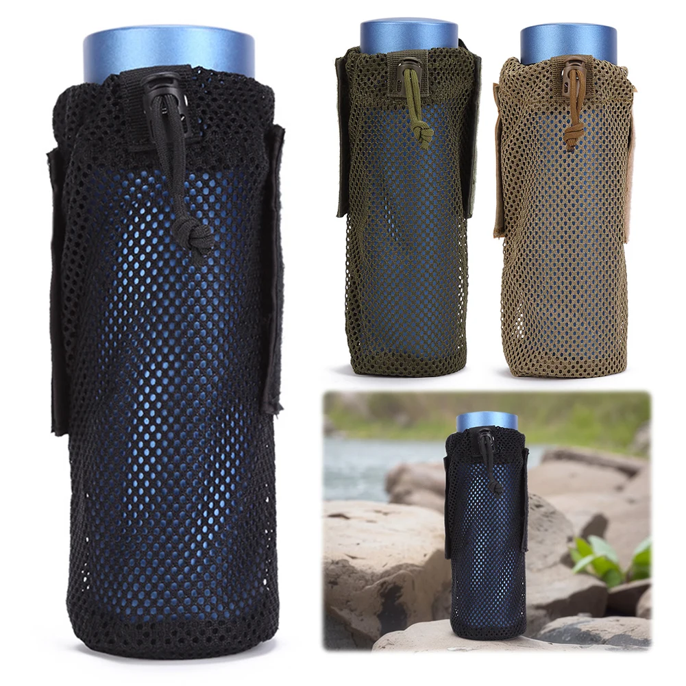 Cycling Water Bottle Pouch Oxford Cloth Mesh Water Bottle Sleeve Bag Multifunctional Foldable Mesh Kettle Pouch for Backpack