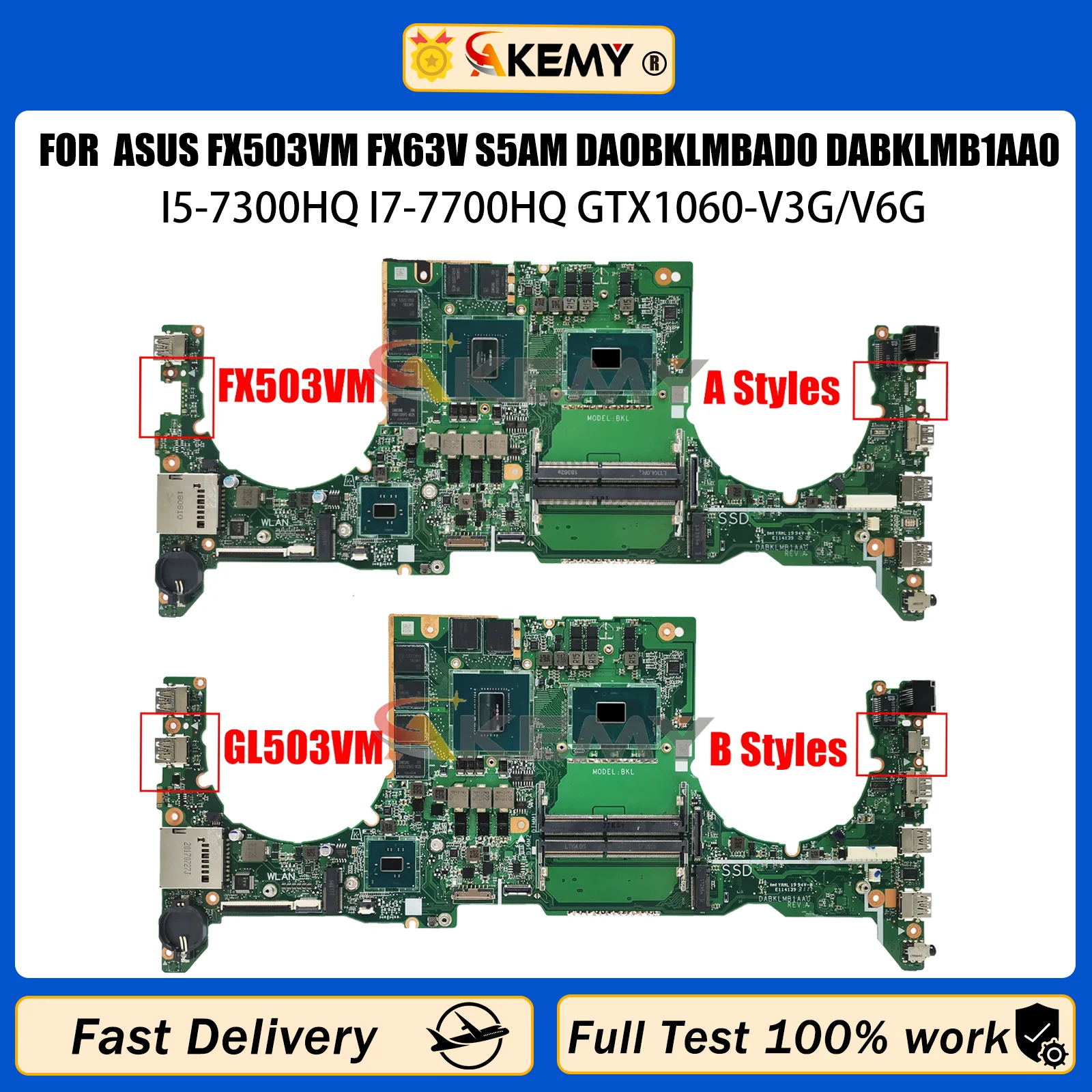 Материнская плата AKEMY для ноутбуков ASUS FX503VM FX63V S5AM DA0BKLMBAD0 DABKLMB1AA0
