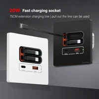 EU Universal  20W USB C Smart Socket Panel With Dual Type-c Fast Charge Ports  Outlet,Mobile phone charging Type-c Socket