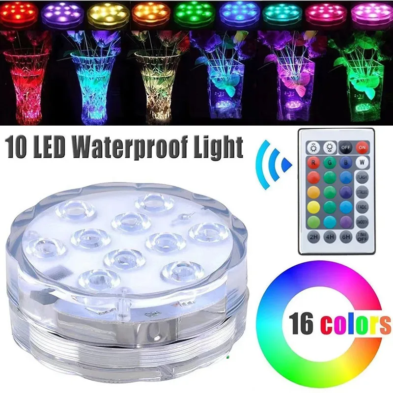 

IP68 Waterproof Multi Color Submersible LED Lights Underwater Tea Light Night Lamp Vase Bowl Party Wedding Christmas Decoration