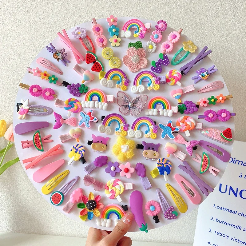 14-28-42-70Pcs Cartoon Baby Hair Clip Set Flower Fruit Baby Girl Barrettes Bangs Hairpins Kids Hair Accessories hair accessories,hair clips