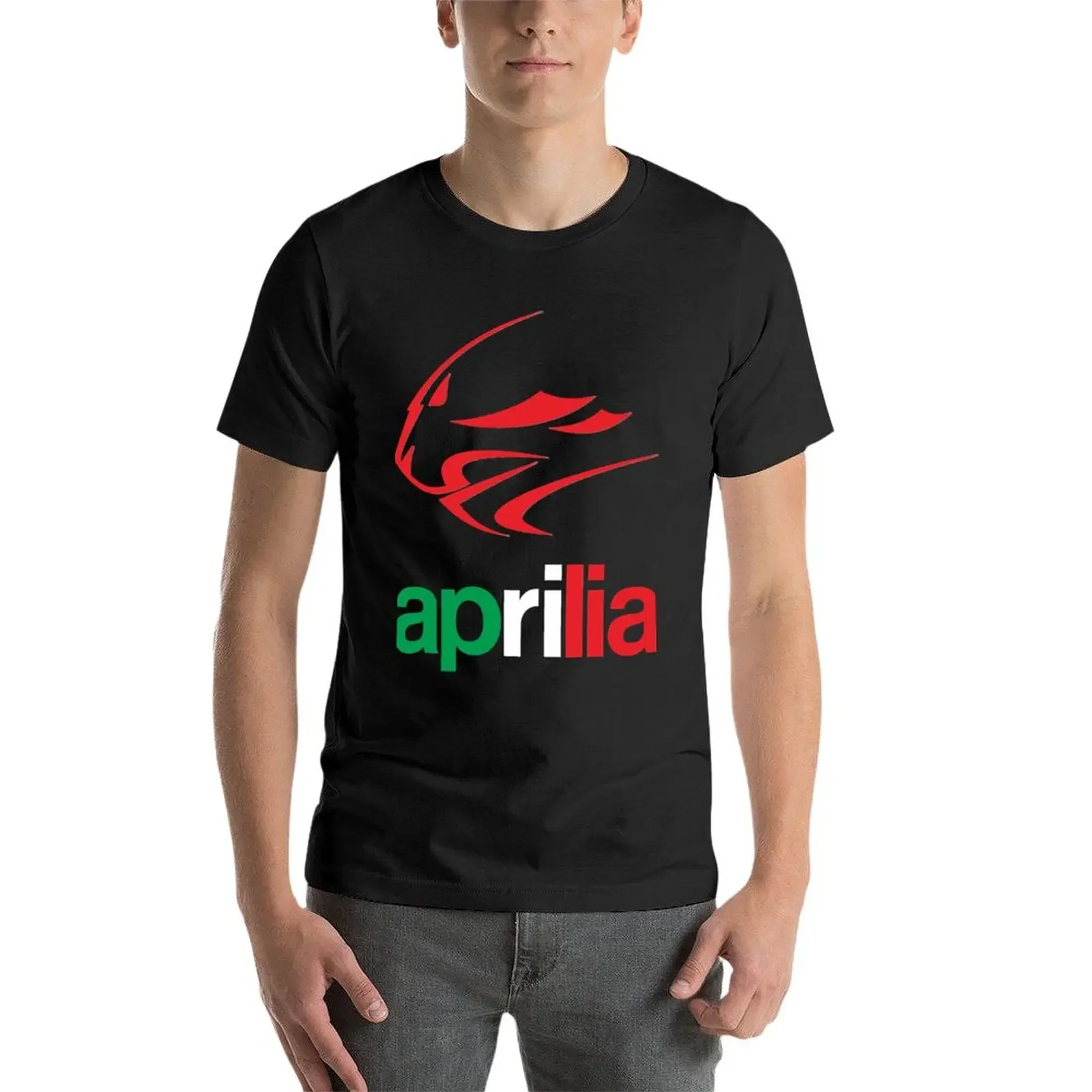 Camiseta with Italian Aprilia Essential logo. png para hombre, camiseta de manga corta, 2