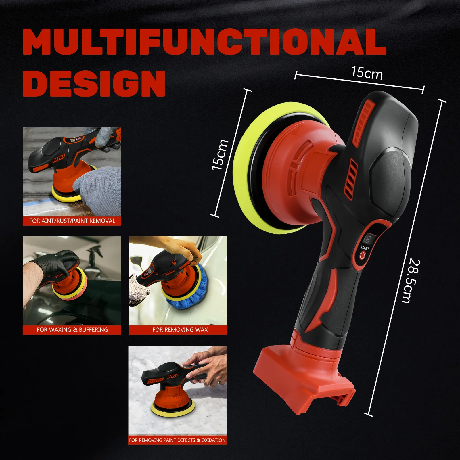 Cordless Car Buffer Polisher for Milwaukee 18V Battery with 8 Variable Speed Up