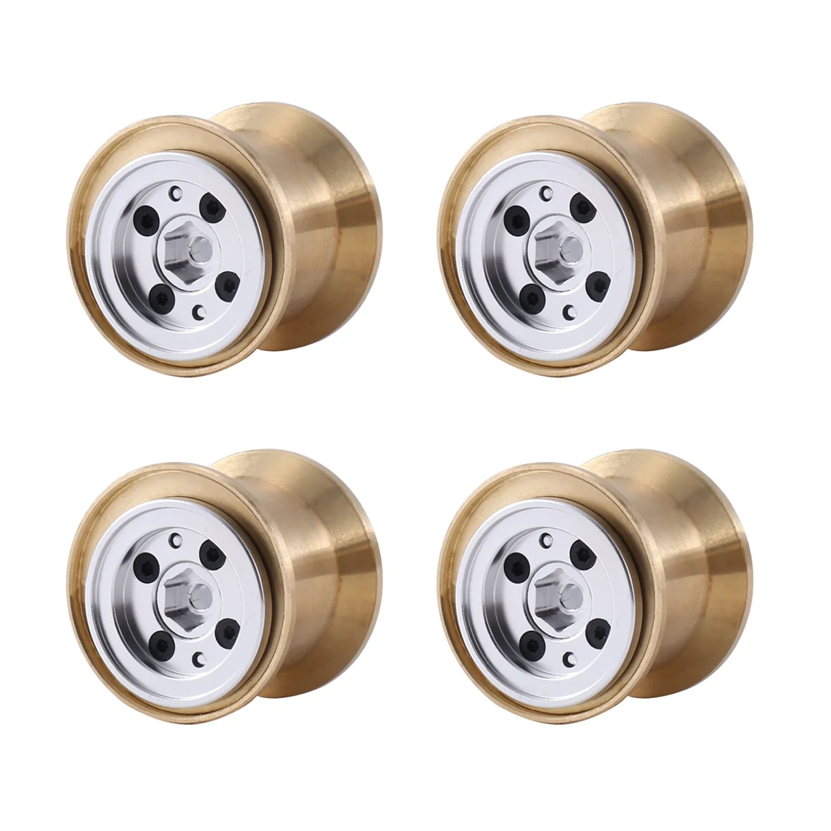 

4Pcs Brass Clamp Ring Metal 1.0 Wheel Rim Wheel Hub for FMS FCX24 Max Smasher 1/24 RC Crawler Car Upgrade Accessories,2