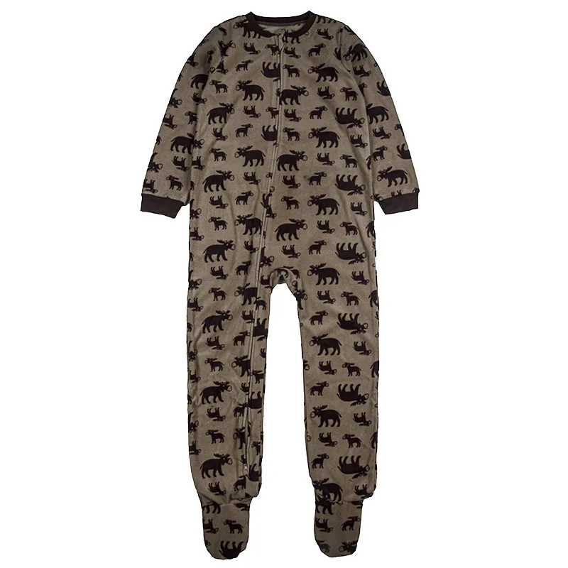 Children's fleece boys and girls jumpsuits with feet jumpsuits rompers warm pajamas spring autumn and winter onesie pajamas