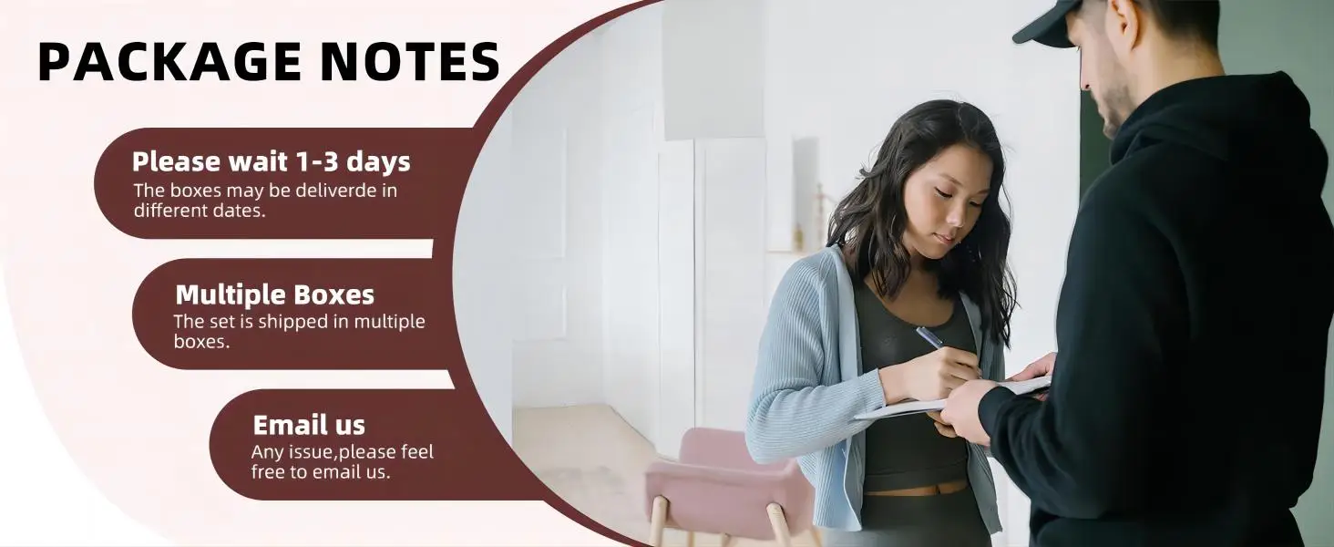 usually arrives in three separate packages