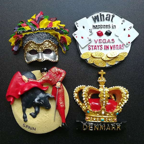 

3D NordicTourism New Orleans Las Vegas New Denmark Spain Resin Stereo Refrigerator Stickers
