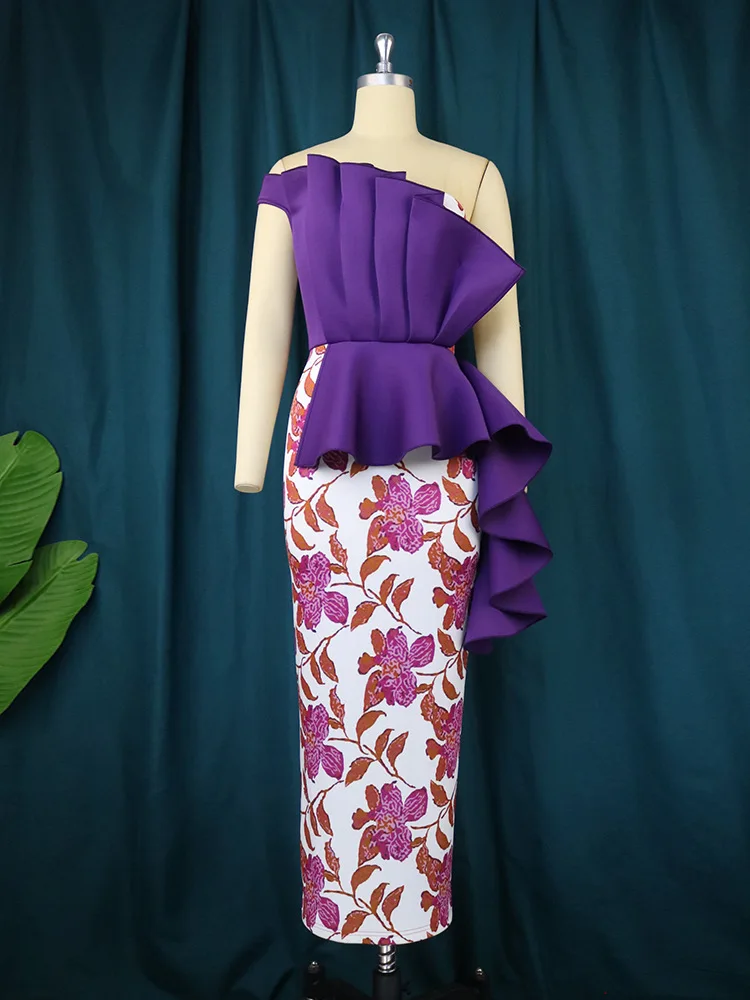 Plus Size Women Evening Dress Floral Dinner Party Dress Female New Outwear Elegant Birthday Lady Cloth 2023 Spring Luxury Robe