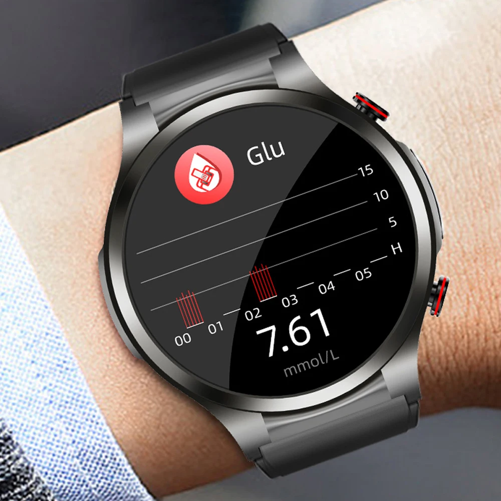 

New Blood Glucose Smart Watch Men ECG PPG Blood Pressure Body Temperature Monitoring Smartwatch IP67 Waterproof Fitness Tracker