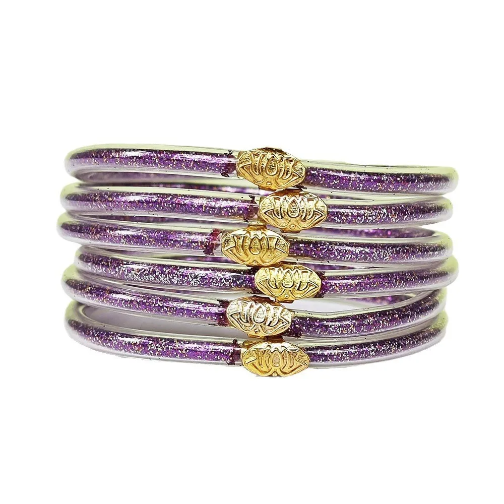 6pcs/set Buddhist Temple Bangles Yoga Jelly Bangles Bracelet Lucky Symbol Silicone Bracelet for Women 2