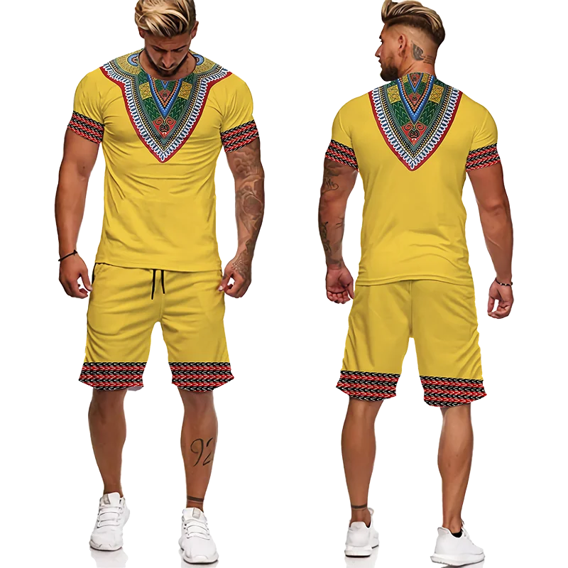 Men African Style Totem Print Tracksuit Vintage Outfits Summer Jogging Suit T-Shirt Shorts Casual Stylish Sweatsuit Set Clothing 8 Men African Style Totem Print Tracksuit Vintage Outfits Summer Jogging Suit T-Shirt Shorts Casual Stylish Sweatsuit Set Clothing