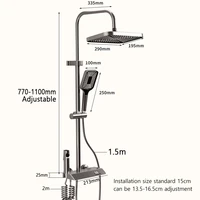 Juego de sistema de ducha con teclas de Piano, juego de ducha de baño, gris, negro, bañera, grifo de ducha caliente y fría, LED, 1