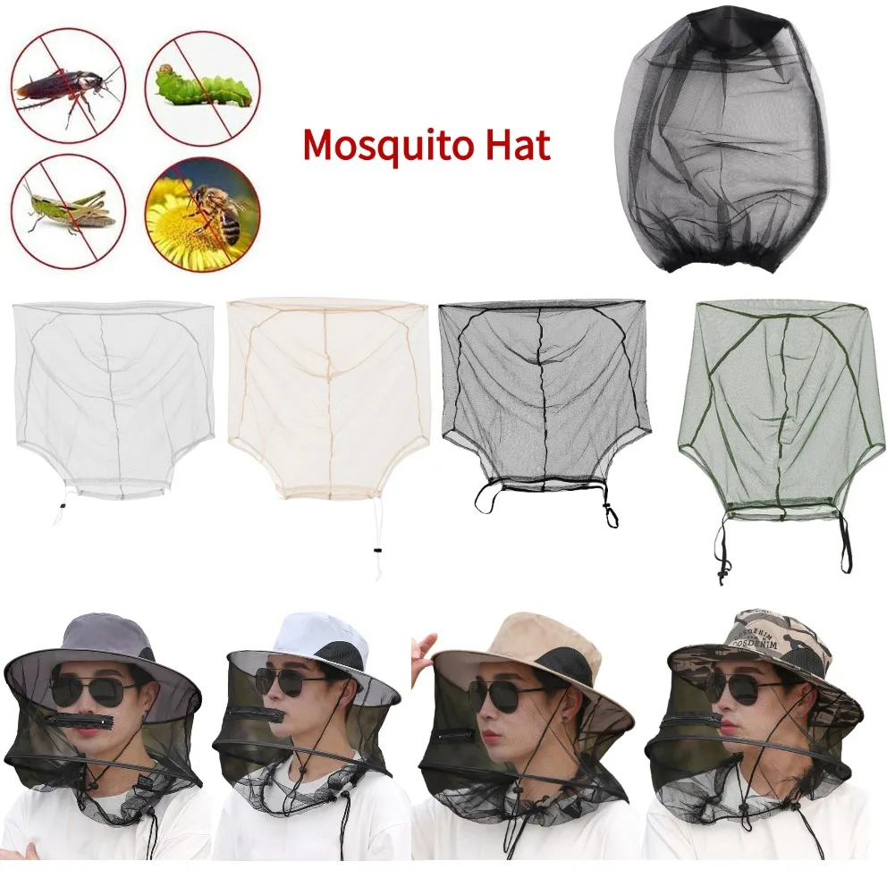 Mosquito Bee Insect Mesh Head Face Protector Fishing Hunting Net Hat Mask Caps Fishing Hat Bug Mesh Net Insect Gnat Head Cover