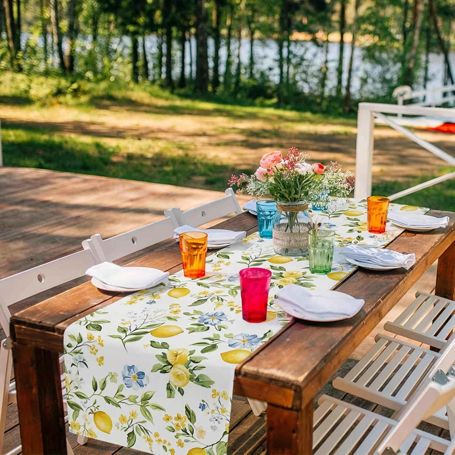 Tischläufer Mit Aquarell-Früchte-Muster – Wasserfeste Tischdeko Für Küche & Esstisch