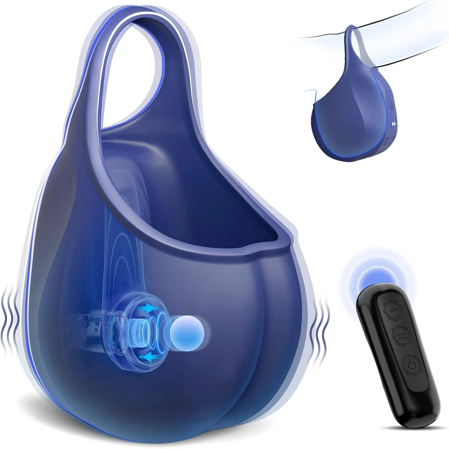 Remote Control Vibrating Cock Ring With Testis Massager Stimulating Ball Pouch Tapping Pulsating Pouch Vibrating For Sex Toys
