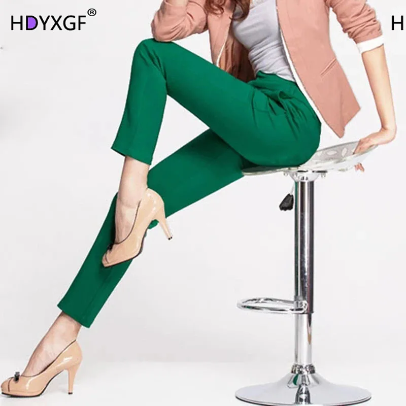 

Solid Color Slim High Waist Formal Office Pencil Pants Women Korean Casual Skinny Ankle-length Trouser Spring Soft Straight Pant