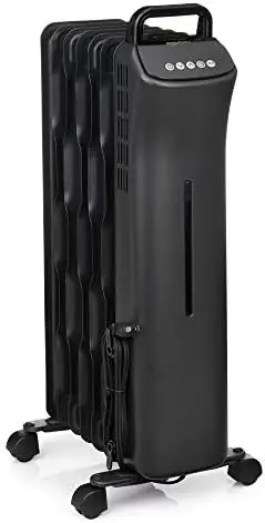 Portable Radiator Heater with 7 Wavy Fins, Manual Control, Black, 1500W,  13.1 x 26.3 x 9.8 in - AliExpress
