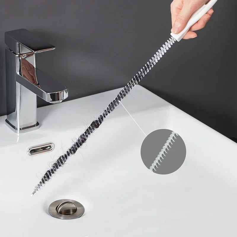 Pipe Dredging Brush Long Clean Kitchen Bathroom Hair Sewer Sink Cleaning Drain Pipe Flexible Cleaner Clog Plug Hole Remover Tool