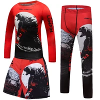 Children MMA Rashguard For Kids Jiu Jitsu T-shirt+Pant Sportsuit Boy MMA Shorts Clothing Bjj Kickboxing Jerseys Running Sets 1