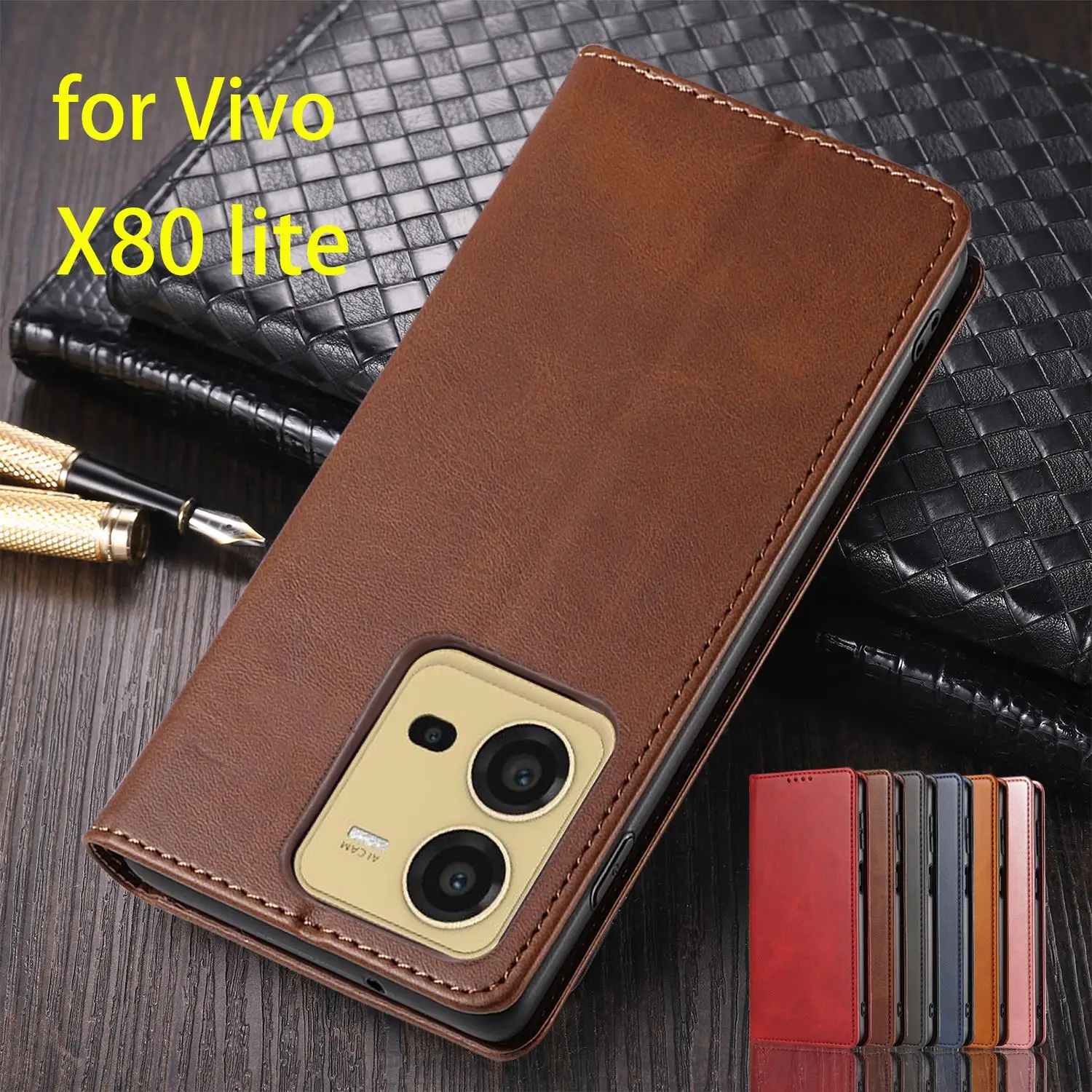 

Leather Case for Vivo X80 lite Flip Case Card Holder Holster Magnetic Attraction Cover Vivo X80 lite Wallet Case Fundas Coque